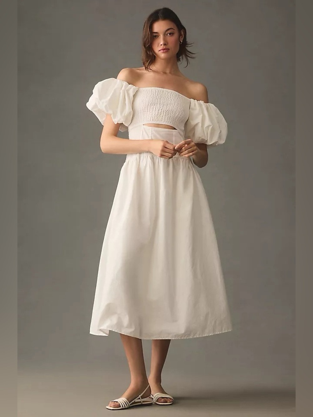 Anthropologie Moon River Off-the-Shoulder Cutout Maxi Dress White Size XL NWT